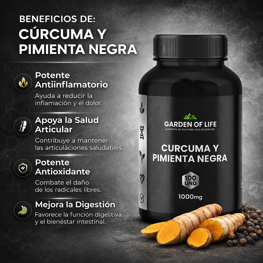 CURCUMA Y PIMIENTA NEGRA GARDEN OF LIFE