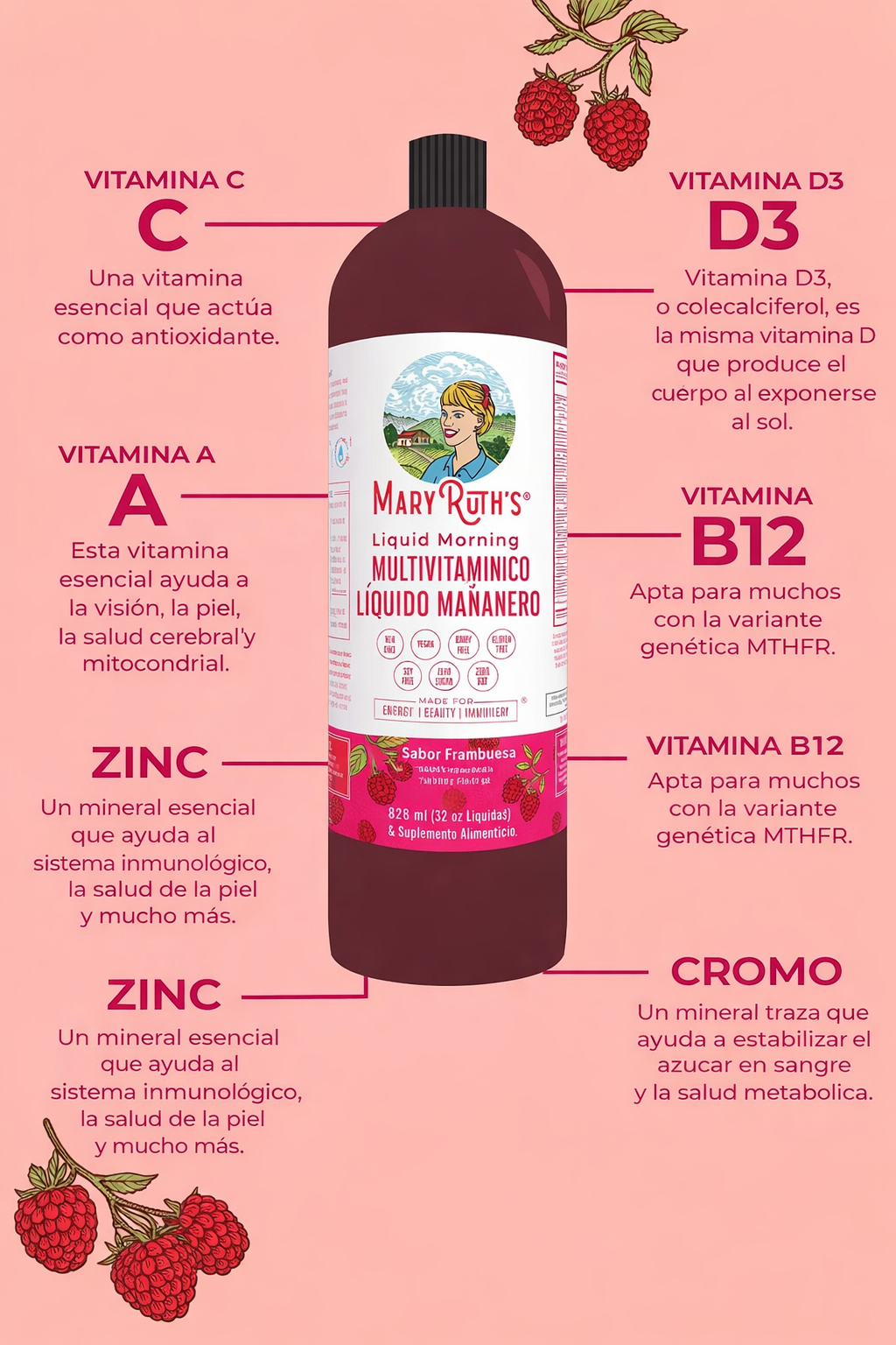 Maryruth Multivitamínico sabor frambuesa