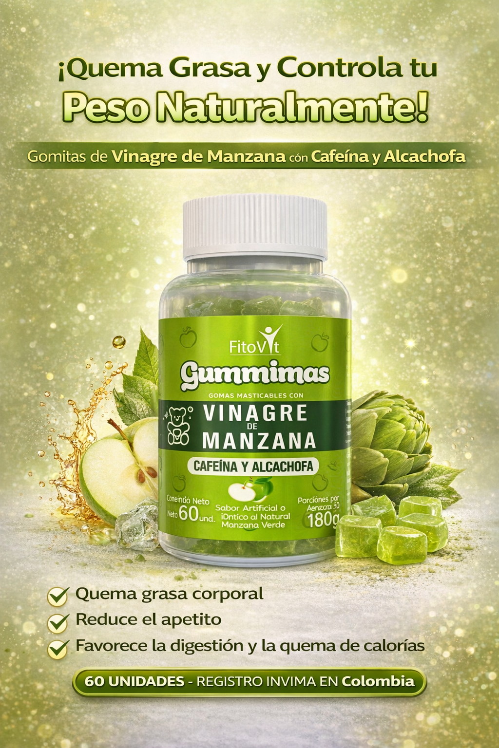 VINAGRE DE MANZANA GOMITAS X 60UND